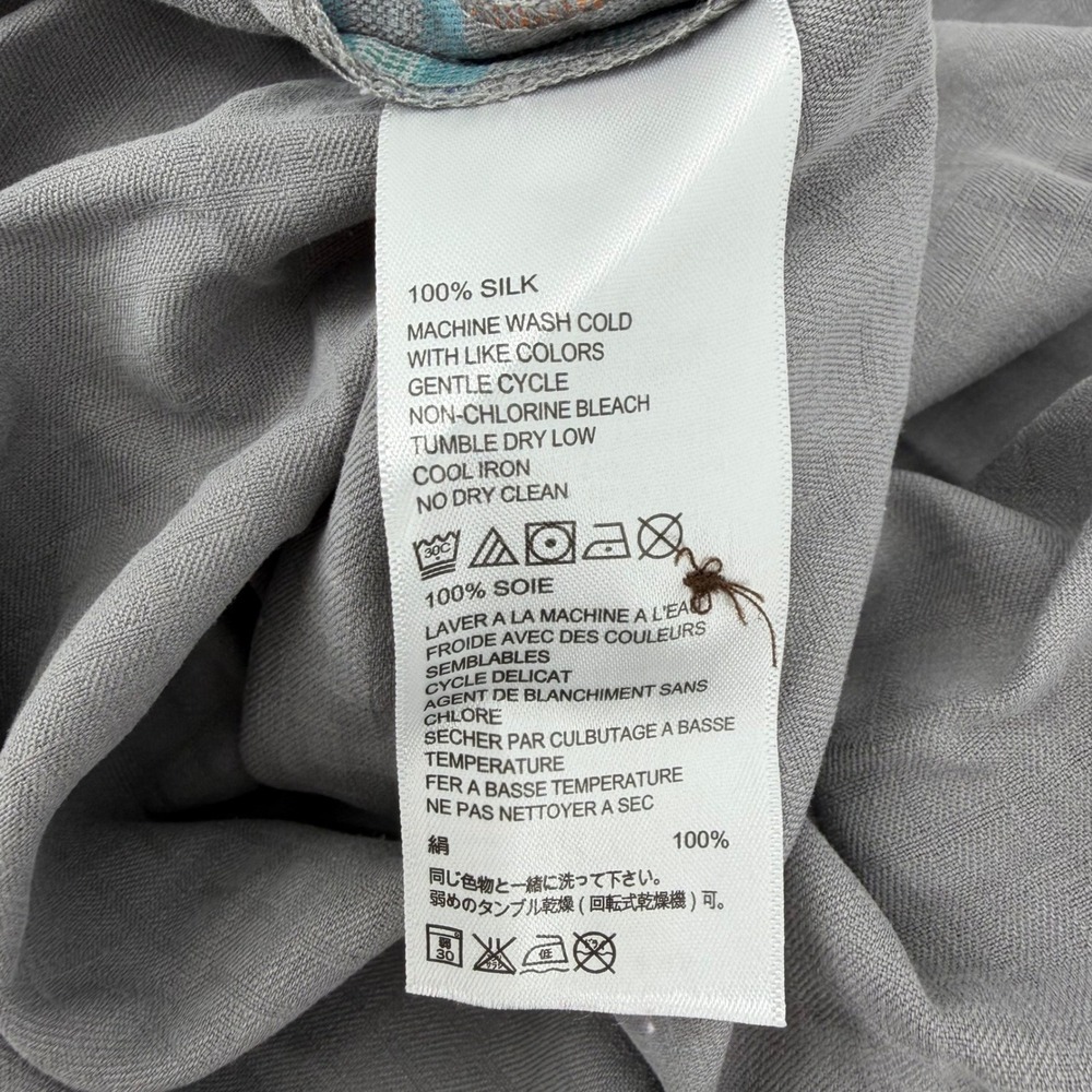 Tommy Bahama Mens Large 100% Silk Plaid Short Sleeve Button Up Shirt Grey Blue - Picture 5 of 8